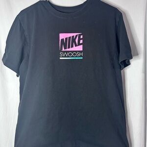 Y2K Nike Black‎ Tee with Pink and Blue Graphic